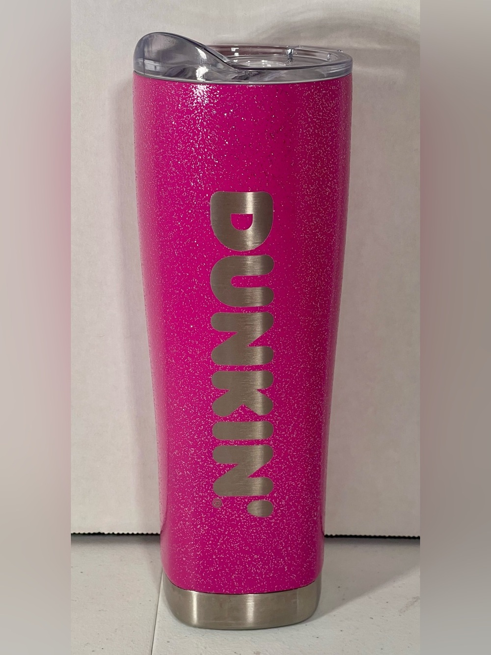 Dunkin Donuts 20oz Pink Glitter Stainless Steel Insulated Travel Tumbler 2022
